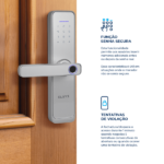 Fechadura Eletrônica Digital Elsys com Wi-Fi, Biometria, Senha e Chave ESF-DE4000B Prata Embutir para Porta de Giro - Image 6