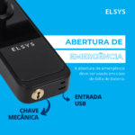 Fechadura Eletrônica Digital Elsys com Biometria, Chave e Senha e Wi-Fi ESF-DE4000B Embutir para Porta de Giro - Image 7