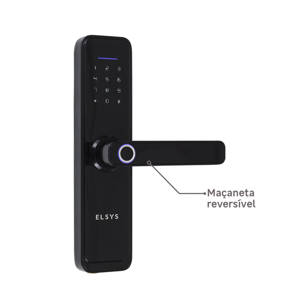 Fechadura Eletrônica Digital Elsys com Biometria, Chave e Senha e Wi-Fi ESF-DE4000B Embutir para Porta de Giro - Image 3