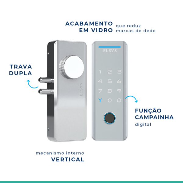 Fechadura Digital Elsys Senha e TAG Tecno Prata Sobrepor - Image 11