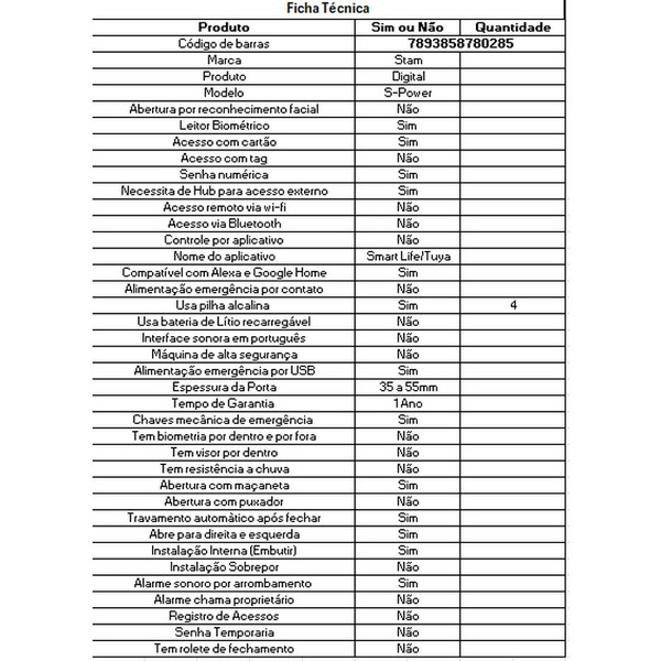 Fechadura Digital S-power Com Biometria, Senha, Cartão E Chave Stam - Image 4