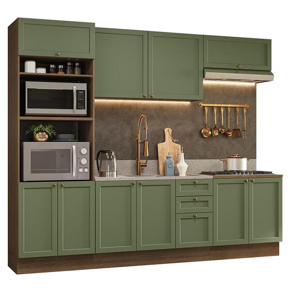 Armário De Cozinha Completa 270 Cm Rustic/verde Vik Madesa 01 - Image 10