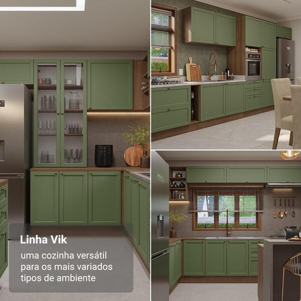 Armário De Cozinha Completa 270 Cm Rustic/verde Vik Madesa 01 - Image 7