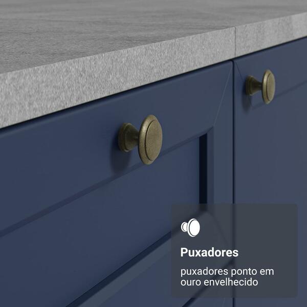 Balcão De Cozinha 120 Cm 2 Portas 3 Gavetas Branco/azul Vik Madesa - Image 6