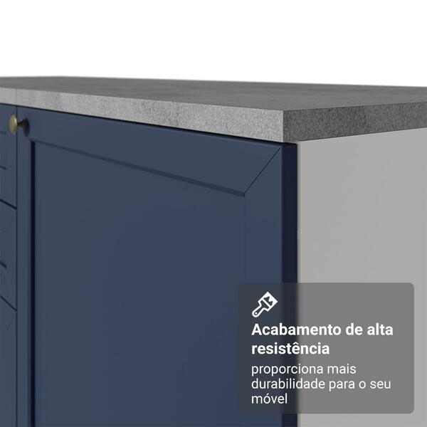 Balcão De Cozinha 120 Cm 2 Portas 3 Gavetas Branco/azul Vik Madesa - Image 3