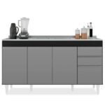 Balcão Gabinete Com Pia Inox 150cm Marrocos Preto/cinza - Lumil - Image 2