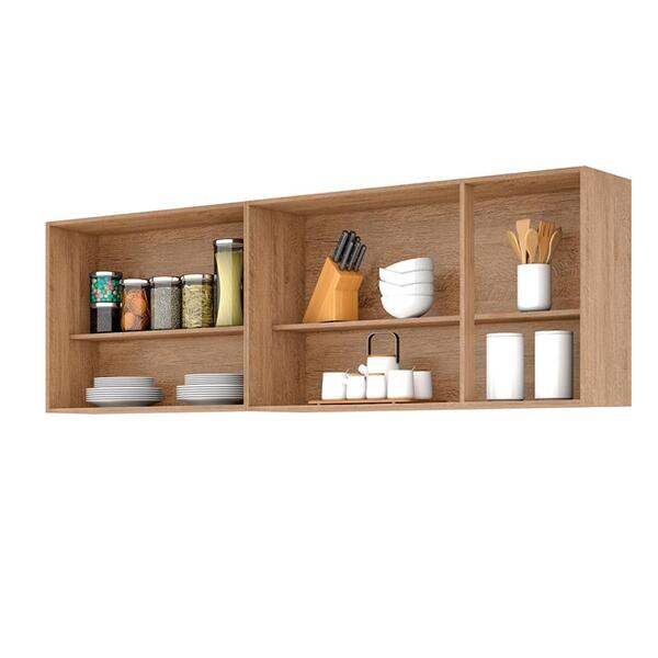 Balcão Para Pia De 2,00 Mt Maceió E Aéreo Modulado 5 Portas Amendoa Off White Puxador Aluminio - Image 12