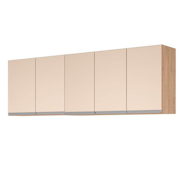 Balcão Para Pia De 2,00 Mt Maceió E Aéreo Modulado 5 Portas Amendoa Off White Puxador Aluminio - Image 14