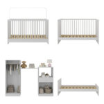 Berço 3 Em 1 Com Colchão E Guarda-roupas 4 Portas 1 Gaveta Multimóveis Mp4153 - Image 4