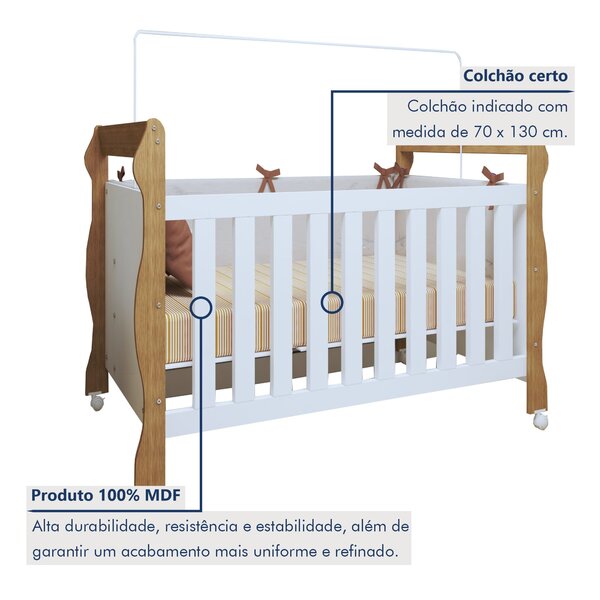 Berço Mini Cama 3 Em 1 Soninho 100% Mdf Amadeirado - Image 9