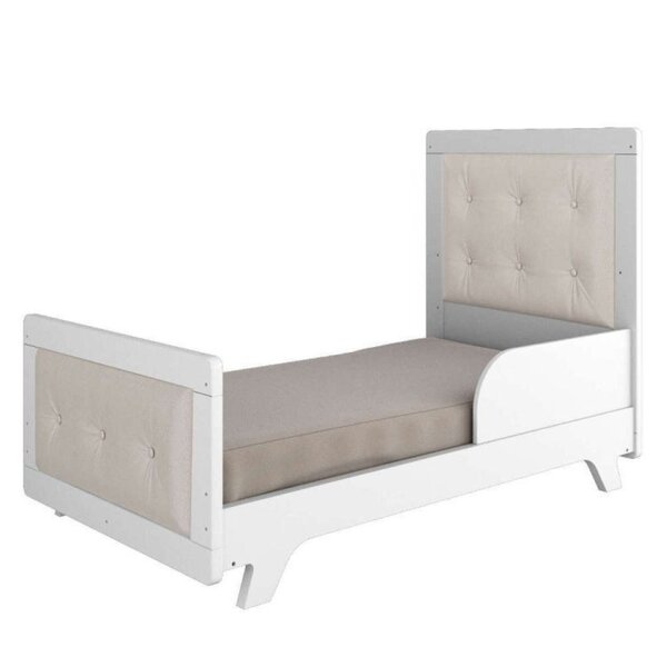 Berço Mini Cama Com Capitône Retrô 100% Mdf Branco/corino Bege - Image 4