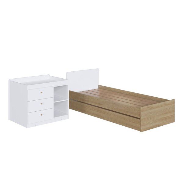 Berço Multifuncional Com Cama Auxiliar 3 Gavetas Aveiro Oak/branco - Image 6