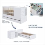 Berço Multifuncional Com Cama Auxiliar 3 Gavetas Branco - Image 5