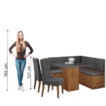 Conjunto Sala De Jantar Canto Alemão Com Baú Liebe Com Mesa Lord E 2 Cadeiras Bele Veludo Viero - Image 2