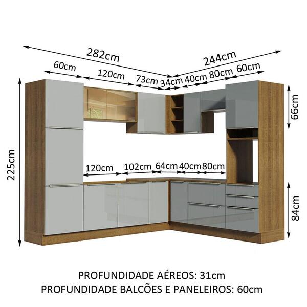 Cozinha Completa De Canto Madesa Lux 526001 Com Armário E Balcão - Rustic/cinza - Image 9