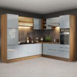 Cozinha Completa De Canto Madesa Lux 526001 Com Armário E Balcão - Rustic/cinza