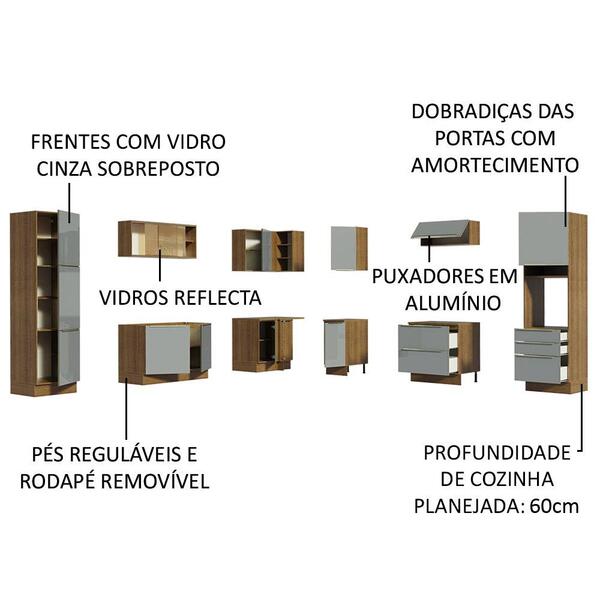 Cozinha Completa De Canto Madesa Lux 526001 Com Armário E Balcão - Rustic/cinza - Image 8