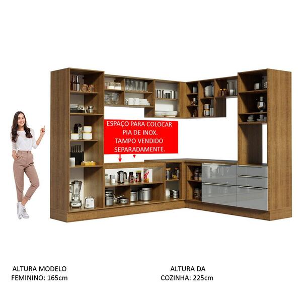 Cozinha Completa De Canto Madesa Lux 526001 Com Armário E Balcão - Rustic/cinza - Image 7