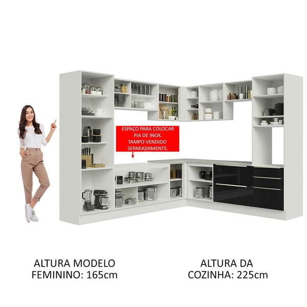 Cozinha Completa De Canto Madesa Lux Com Armário E Balcão - Branco/preto - Image 7