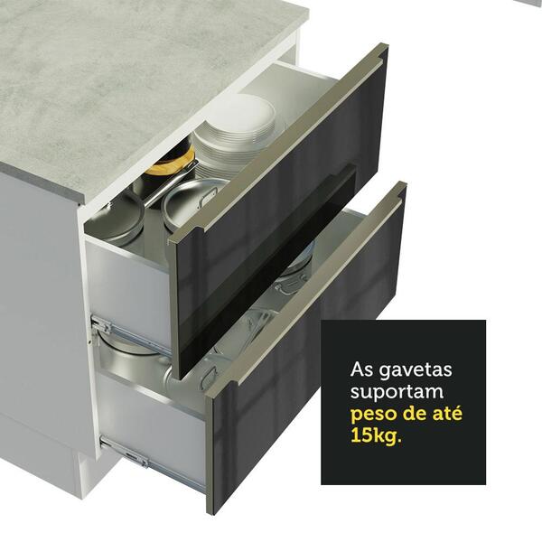 Cozinha Completa De Canto Madesa Lux Com Armário E Balcão - Branco/preto - Image 5