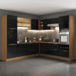 Cozinha Completa Madesa Lux De Canto Com Armário E Balcão - Rustic/preto