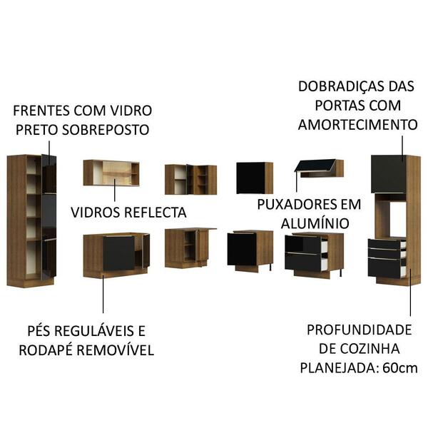 Cozinha Completa Madesa Lux De Canto Com Armário E Balcão - Rustic/preto - Image 8