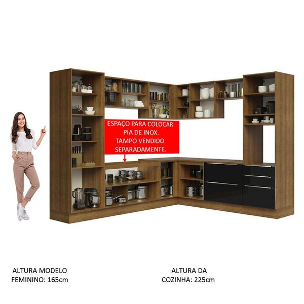 Cozinha Completa Madesa Lux De Canto Com Armário E Balcão - Rustic/preto - Image 7