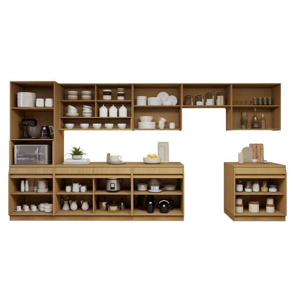 Cozinha Completa Modulada 10 Peças 17 Portas 5 Gavetas Com Rodapé 100% Mdf Simone Mendes Marrom 0 (0) - Image 6