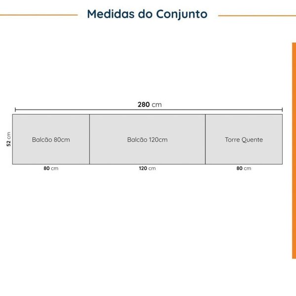 Cozinha Modulada 5 Peças 1 Tampo 2 Aéreos 2 Balcões 1 Torre Quente Ipanema Cabecasa Madeiraoriginals Branco/acácia - Image 10