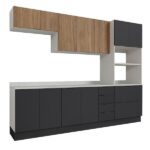 Cozinha Modulada 5 Peças Com Tampo Com Rodapé Ipanema Cabecasa Madeiraoriginals Grafite Trama/ Acácia - Image 3
