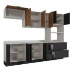Cozinha Modulada 5 Peças Com Tampo Com Rodapé Ipanema Cabecasa Madeiraoriginals Grafite Trama/ Acácia - Image 2