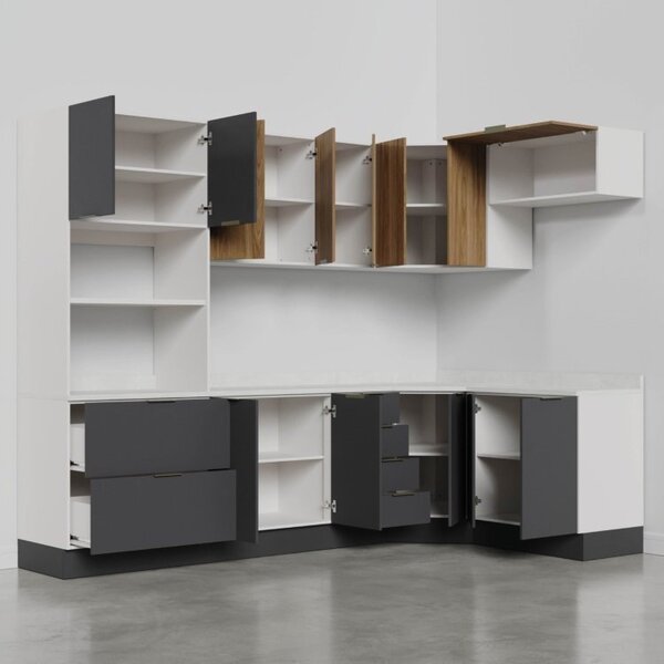 Cozinha Modulada 7 Peças Com Tampo E Rodapé Ipanema Cabecasa Madeiraoriginals Grafite Trama/acácia - Image 6