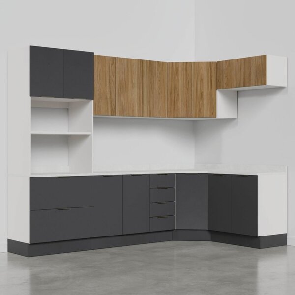 Cozinha Modulada 7 Peças Com Tampo E Rodapé Ipanema Cabecasa Madeiraoriginals Grafite Trama/acácia - Image 7