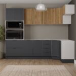 Cozinha Modulada 7 Peças Sem Tampo Com Rodapé Ipanema Cabecasa Madeiraoriginals Grafite Trama/acácia 0 (0)