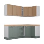 Cozinha Modulada 8 Peças Com Tampo 4 Aéreos E 4 Balcões Arizona Cabecasa Madeiraoriginals Figueira/menta - Image 3