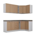 Cozinha Modulada 8 Peças Com Tampo 4 Aéreos E 4 Balcões Arizona Cabecasa Madeiraoriginals Figueira - Image 3