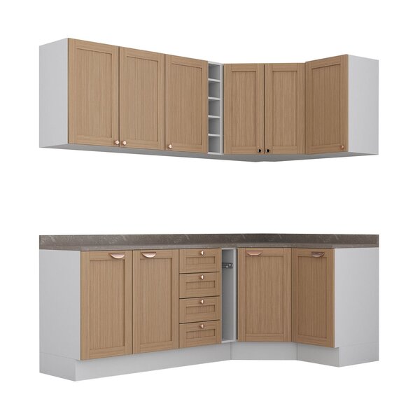 Cozinha Modulada 8 Peças Com Tampo 4 Aéreos E 4 Balcões Arizona Cabecasa Madeiraoriginals Figueira - Image 3