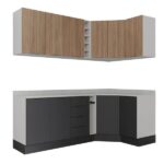 Cozinha Modulada 8 Peças Com Tampo Com Rodapé 4 Aéreos E 4 Balcões Ipanema Cabecasa Madeiraoriginals Grafite Trama/ - Image 4