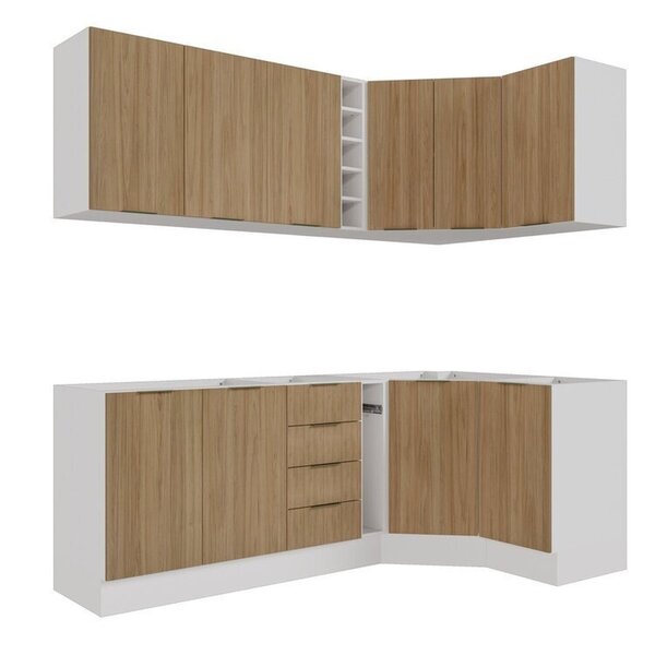 Cozinha Modulada 8 Peças Sem Tampo Com Rodapé 4 Aéreos E 4 Balcões Ipanema Cabecasa Madeiraoriginals Acácia - Image 7