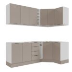 Cozinha Modulada 8 Peças Sem Tampo Com Rodapé 4 Aéreos E 4 Balcões Ipanema Cabecasa Madeiraoriginals Fendi Trama - Image 7