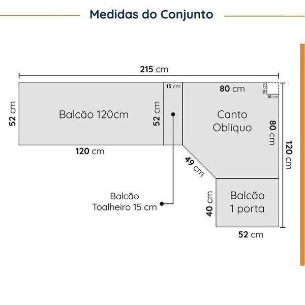 Cozinha Modulada 8 Peças Sem Tampo Com Rodapé 4 Aéreos E 4 Balcões Ipanema Cabecasa Madeiraoriginals Fendi Trama - Image 10