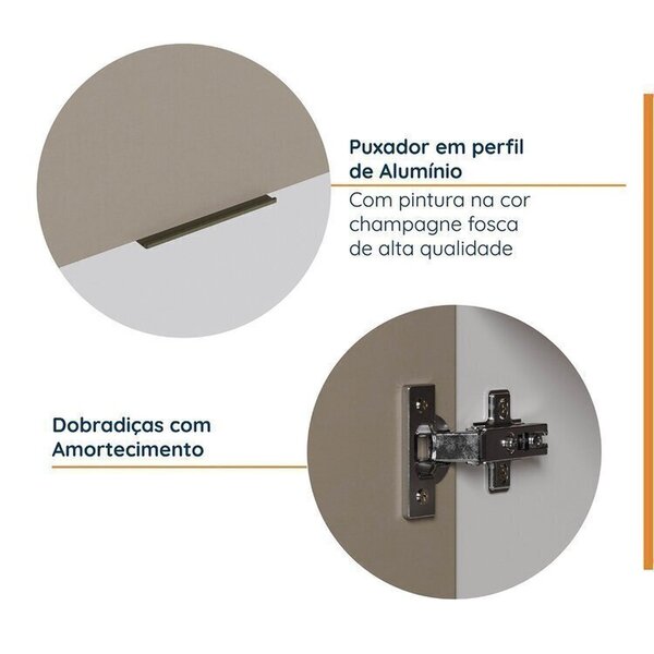 Cozinha Modulada 8 Peças Sem Tampo Com Rodapé 4 Aéreos E 4 Balcões Ipanema Cabecasa Madeiraoriginals Fendi Trama - Image 4