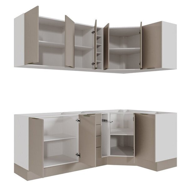 Cozinha Modulada 8 Peças Sem Tampo Com Rodapé 4 Aéreos E 4 Balcões Ipanema Cabecasa Madeiraoriginals Fendi Trama - Image 6