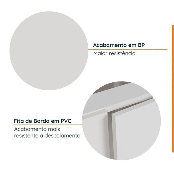 Cozinha Modulada 8 Peças Sem Tampo Com Rodapé 4 Aéreos E 4 Balcões Ipanema Cabecasa Madeiraoriginals Branco - Image 4