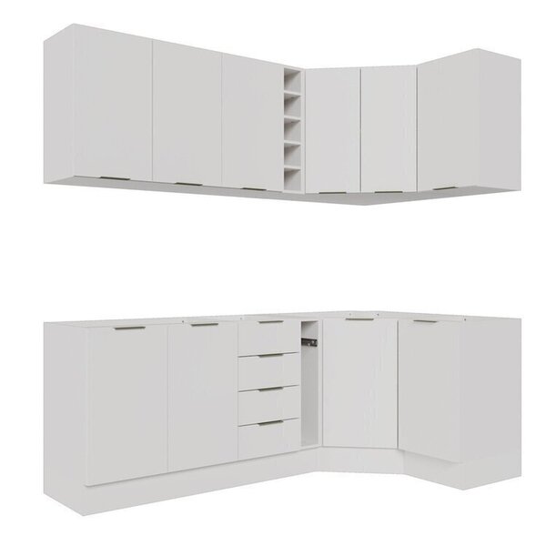 Cozinha Modulada 8 Peças Sem Tampo Com Rodapé 4 Aéreos E 4 Balcões Ipanema Cabecasa Madeiraoriginals Branco - Image 7