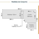 Cozinha Modulada 8 Peças Sem Tampo Com Rodapé 4 Aéreos E 4 Balcões Ipanema Cabecasa Madeiraoriginals Fendi Trama/ 0 (0) - Image 2