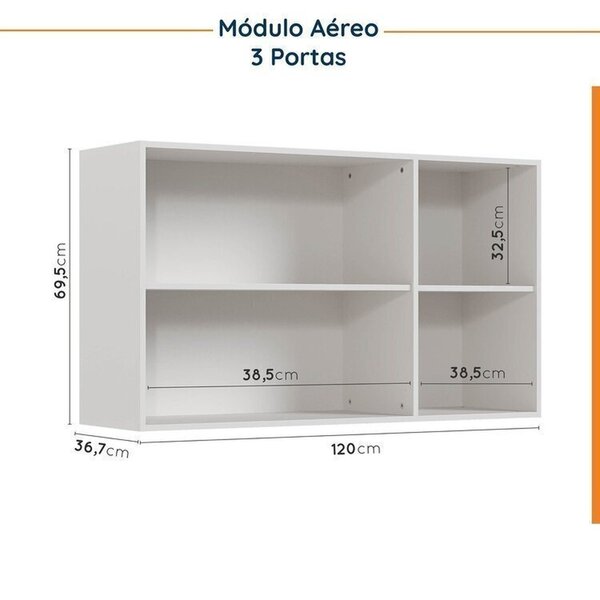 Cozinha Modulada 8 Peças Sem Tampo Com Rodapé 4 Aéreos E 4 Balcões Ipanema Cabecasa Madeiraoriginals Fendi Trama/ 0 (0) - Image 10