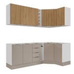 Cozinha Modulada 8 Peças Sem Tampo Com Rodapé 4 Aéreos E 4 Balcões Ipanema Cabecasa Madeiraoriginals Fendi Trama/ 0 (0) - Image 5