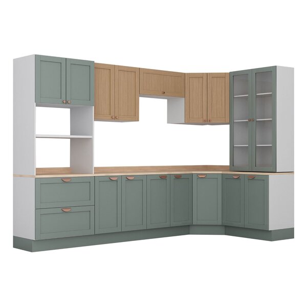 Cozinha Modulada 9 Peças Com Tampo 1 Torre 4 Aéreos 4 Balcões Arizona Cabecasa Madeiraoriginals Figueira/menta - Image 5