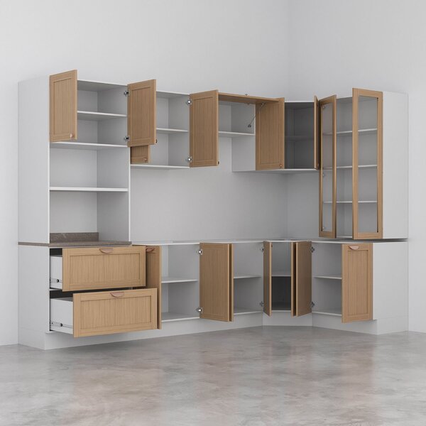 Cozinha Modulada 9 Peças Sem Tampo 1 Torre 4 Aéreos 4 Balcões Arizona Cabecasa Madeiraoriginals Figueira - Image 5